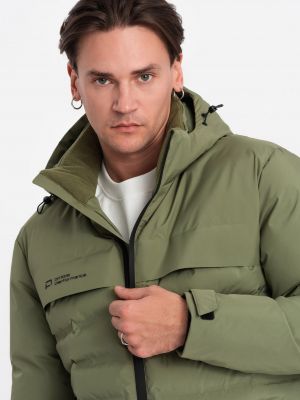 Prošívaná bunda s kapucí Ombre zelená
