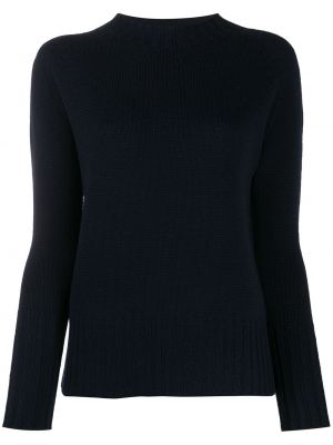 Pleten pulover z okroglim izrezom Drumohr modra