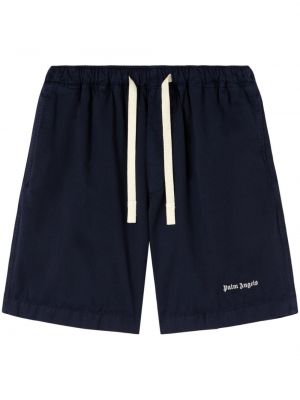Shorts de sport en coton à imprimé Palm Angels bleu