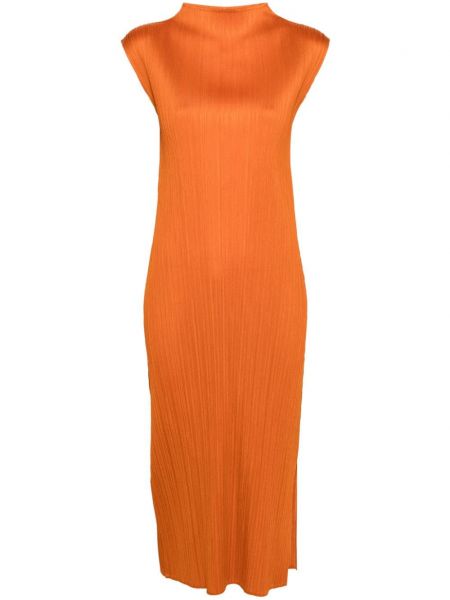 Πλισέ αμάνικο φόρεμα Pleats Please Issey Miyake πορτοκαλί