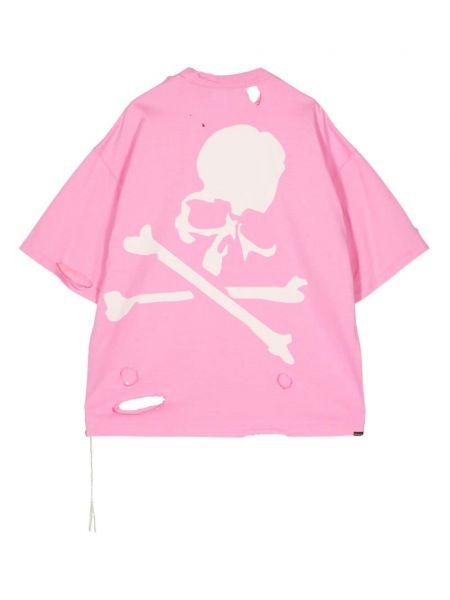 Tričko s oděrkami s potiskem Mastermind World růžové