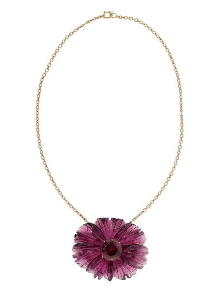 Collar de flores con estampado tropical Irene Neuwirth rosa