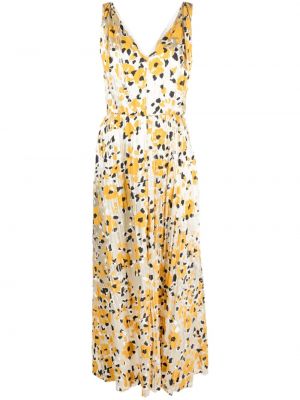 Plisirana obleka s cvetličnim vzorcem s potiskom Lanvin