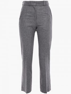 Укороченные шерстяные прямые брюки Sandro, серый