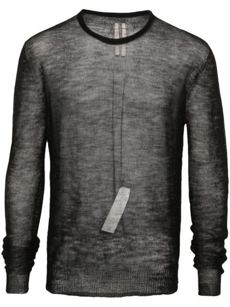 Μάλλινος πουλόβερ με διαφανεια Rick Owens μαύρο
