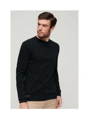T-shirt manches longues brodé en coton rétro Superdry noir