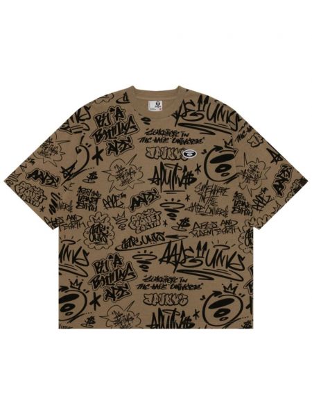 T-shirt en coton avec applique Aape By *a Bathing Ape® beige