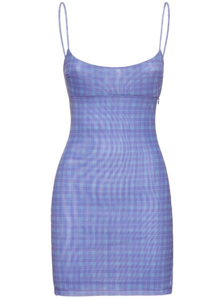 Mini šaty s potiskem se síťovinou Miaou - modrá