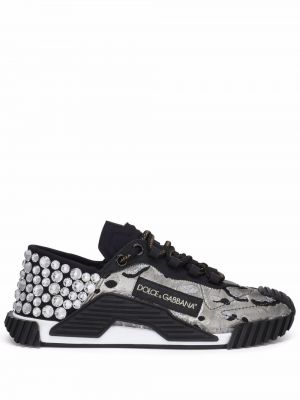 Кружевные кроссовки на шнуровке Dolce & Gabbana, черный
