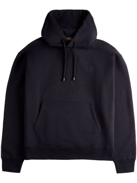 Pamuklu işlemeli hoodie Tod's mavi