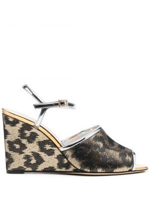 Sandale mit keilabsatz mit print mit leopardenmuster La Doublej gold