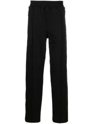 Plisirane pamučne hlače ravnih nogavica Versace Jeans Couture crna