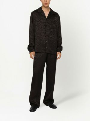 Rovné kalhoty s potiskem Dolce & Gabbana černé