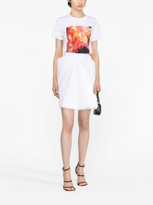 Drapované bavlněné mini sukně Alexander Mcqueen bílé