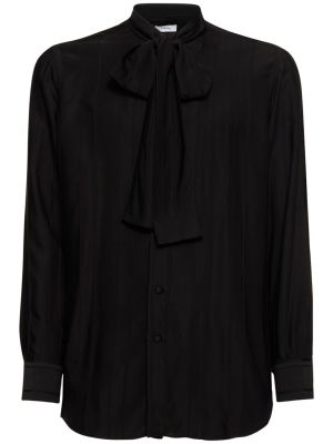 Viskózová košeľa s mašľou Lardini čierna