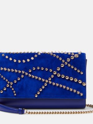 Kožna clutch torbica od brušene kože Christian Louboutin plava