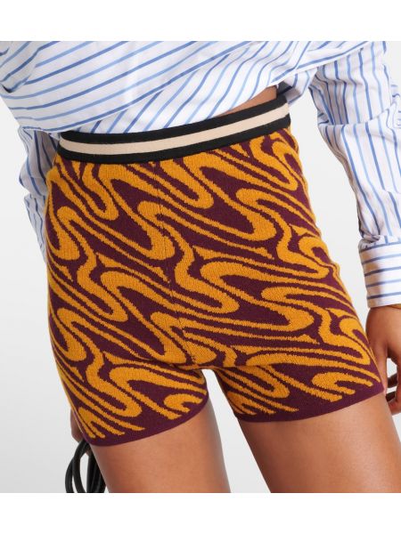 Pantaloncini a vita alta in tessuto jacquard Dries Van Noten arancione