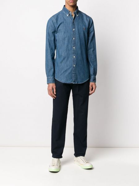 Pūkinė džinsiniai marškiniai Polo Ralph Lauren mėlyna