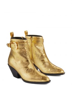 Kožené kotníkové boty s přezkou Giuseppe Zanotti zlaté