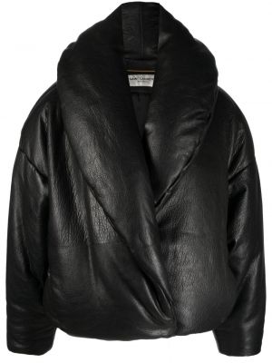 Oversized δερμάτινο μπουφάν Saint Laurent μαύρο
