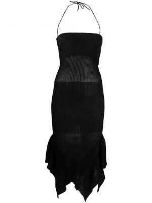 Plisované asymetrické koktejlkové šaty A. Roege Hove čierna