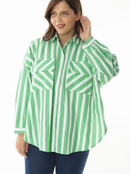 Риза на райета с принт с джобове şans зелено