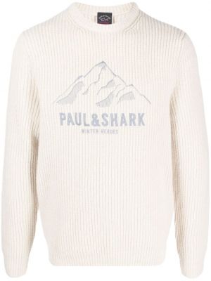 Пуловер бродиран Paul & Shark бежово