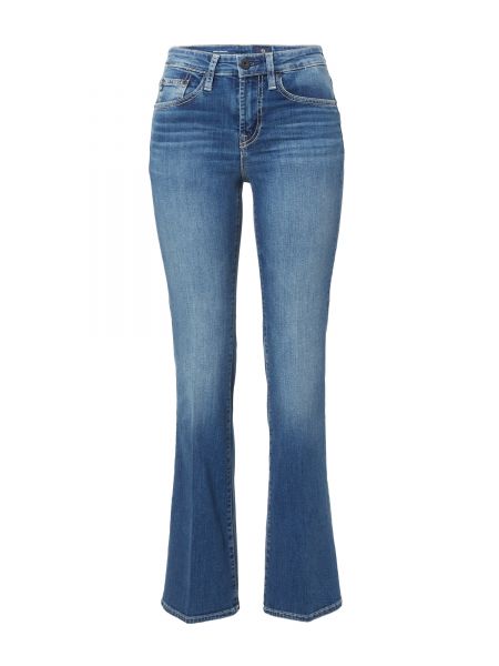 Bavlnené bootcut džínsy s vysokým pásom na zips Ag Jeans - modrá