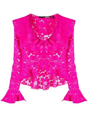 Пухена блуза с копчета Rotate розово