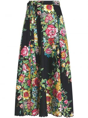 Pamučna midi suknja s cvjetnim printom s printom Etro crna