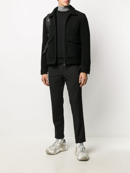 Vlněná bunda na zip Karl Lagerfeld černá