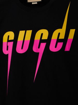 Koszulka bawełniana z nadrukiem Gucci czarna