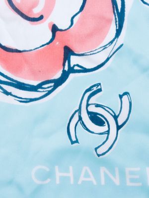 Hedvábný šál s potiskem Chanel Pre-owned modrý