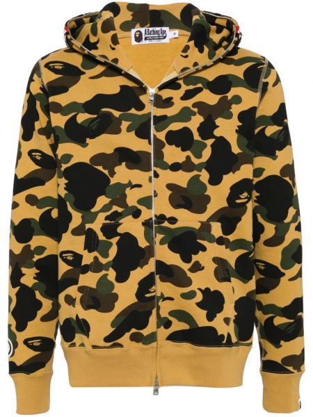 Baskılı pamuklu hoodie A Bathing Ape® sarı