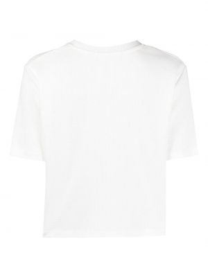 Medvilninis siuvinėtas marškinėliai Calvin Klein Jeans balta