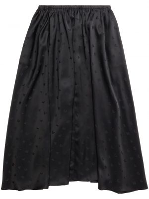 Midi sukňa s výšivkou Balenciaga čierna