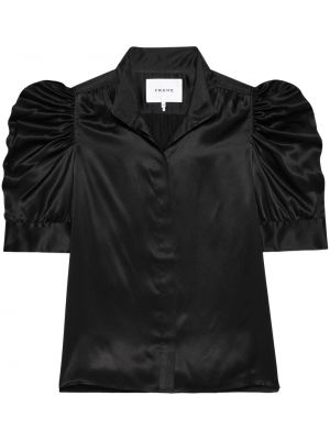 Копринена блуза Frame черно