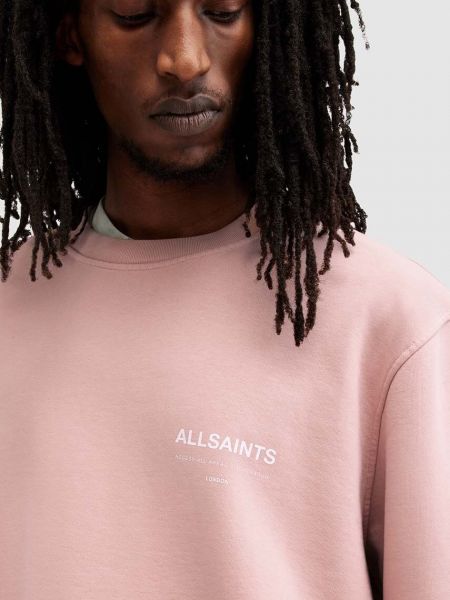 Хлопковый свитер с принтом Allsaints розовый
