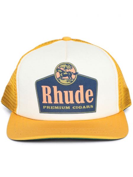 Памучна шапка с козирки с принт Rhude