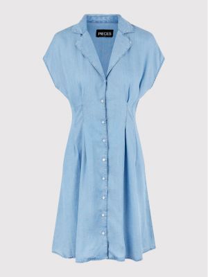 Φόρεμα σε στυλ πουκάμισο Pieces μπλε