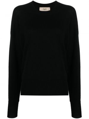 Кашмирен пуловер с кръгло деколте Maison Flaneur черно