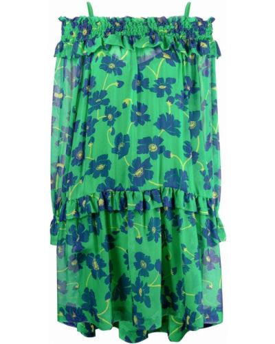 Trykt floral silke dress P.a.r.o.s.h. grønn