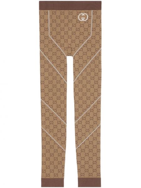Beżowe legginsy z dżerseju żakardowe Gucci