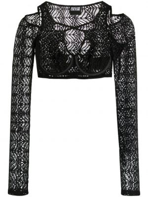 Čipkovaný top so sieťovinou Versace Jeans Couture