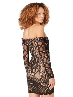Кружевное платье мини Bardot черное