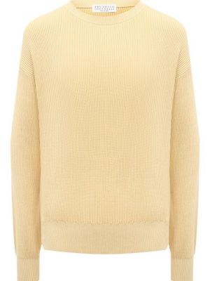 Хлопковый пуловер Brunello Cucinelli желтый