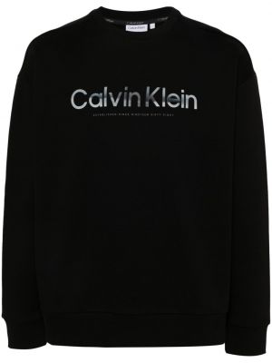 Памучен суитчър с принт Calvin Klein черно