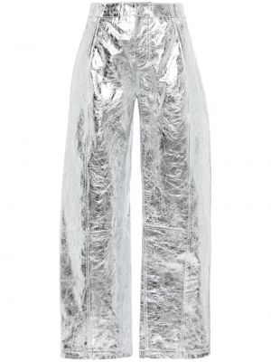 Δερμάτινο παντελόνι σε φαρδιά γραμμή David Koma ασημί