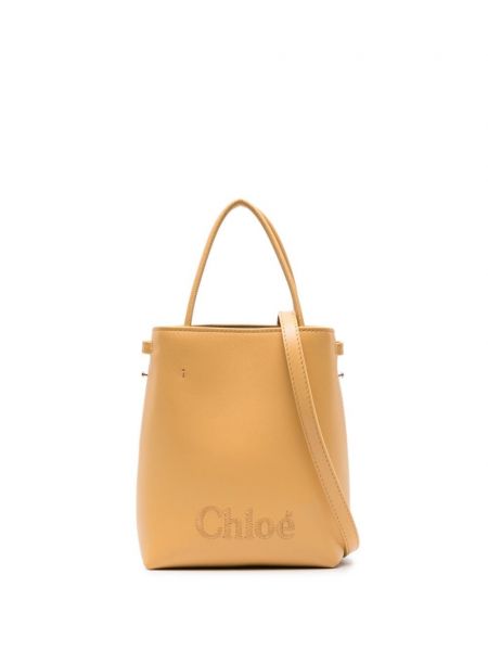 Кожени шопинг чанта Chloé жълто