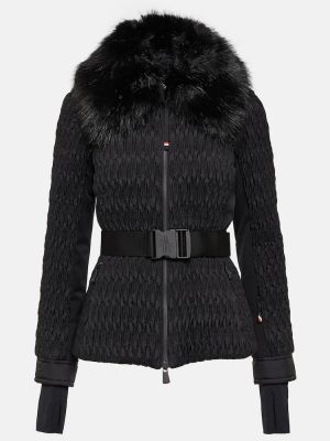 Lyžařská bunda s kožíškem Moncler Grenoble černá